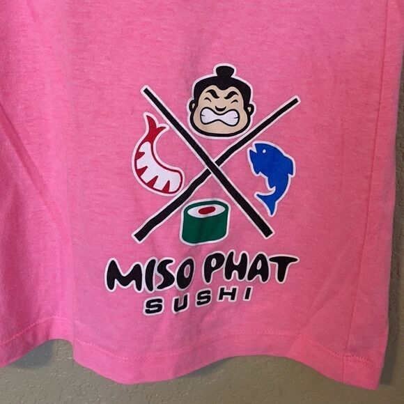 Miso Phat Maui sushi neon pink V neck shirt size M - Picture 3 of 4
